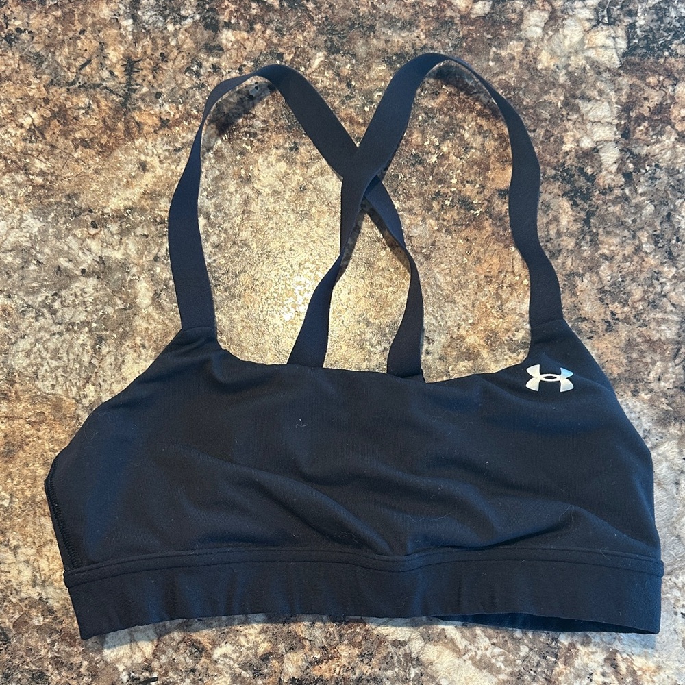 Under Armour Black Strappy Cross-Back Compression Sports Bra